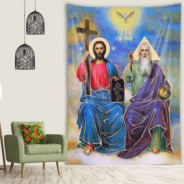 Christ Tapestry Trinity Virgin Christ Jesus Home Decor Angel Holy Icons Room Decoration Wall Hanging Christian Holiday Murals