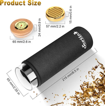 Scotte Cigar Case Humidor Gift Box Cigars jar humidifiers-Cigar Hygrometer humidifier-Travel Cigar Tube for 4 to 5 Cigars