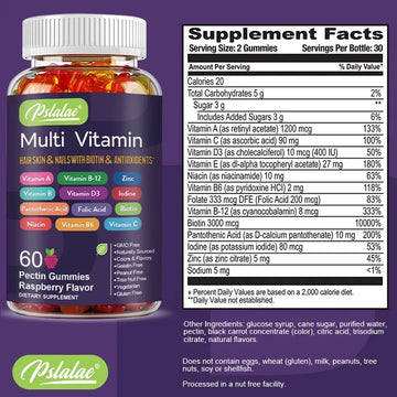 Multivitamin Gummies - Enhances Energy Levels, Immune Support, Antioxidant - with Vitamins and Minerals