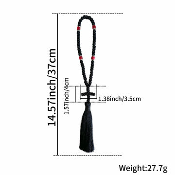 Handmade 50 knot Black Prayer Beads Men Bracelet , Chotki Christian Orthodox Prayer Rope Blue Greek Omboskoini Protection Blessi