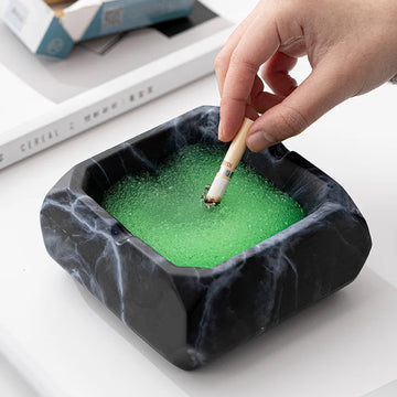 European-style Marble Texture Ashtray Creative Ceramic Ashtray Anti-flying Ash Office Living Room Modern Desktop Decoration