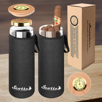 Scotte Cigar Case Humidor Gift Box Cigars jar humidifiers-Cigar Hygrometer humidifier-Travel Cigar Tube for 4 to 5 Cigars