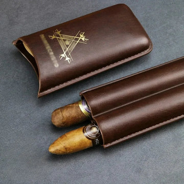 Travel Leather Cigar Cases Classic Cigar Humidor 2 Tubes Cigars Holder Carrying Case Humidor Smoking Accessories