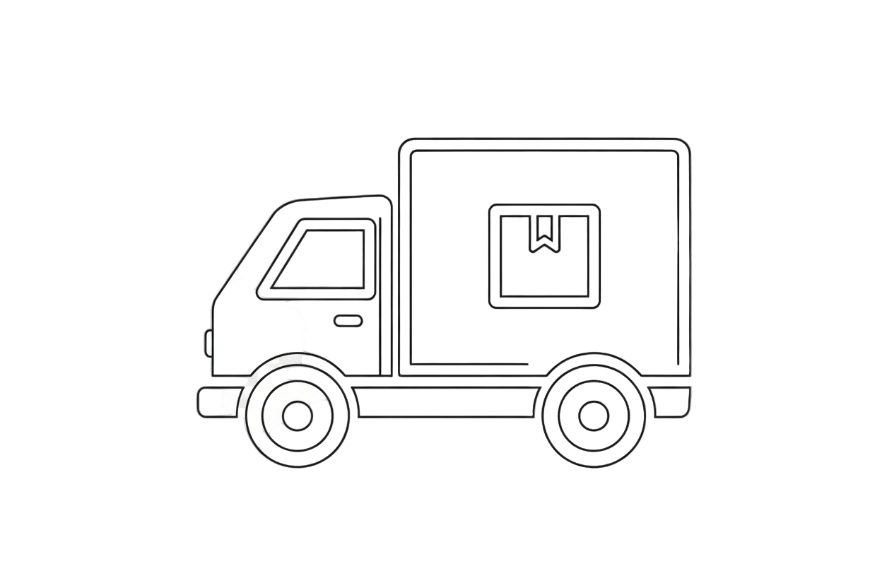 delivery truck icon, white icon, transparent background