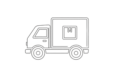 delivery truck icon, white icon, transparent background